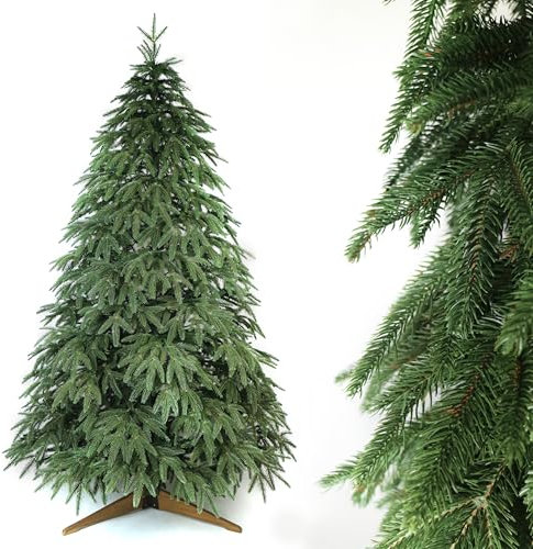 Evergreen Tree® Künstlicher Weihnachtsbaum 210 cm - 100% Spritzguss Weihnachtsbaum mit Naturholz Ständer, Made in EU - Naturgetreu Optik Tannenbaum Künstlich Christmas Tree
