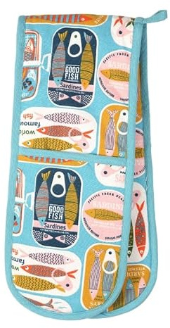 Sardines Double Oven Glove - Blue