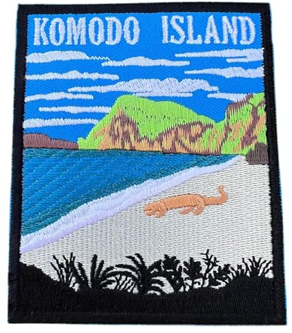 Toppa ricamata dell'isola di Komodo Indonesia (8,9 cm), da applicare con ferro da stiro o da cucire, da viaggio, in Asia, souvenir, per vacanze o zaini