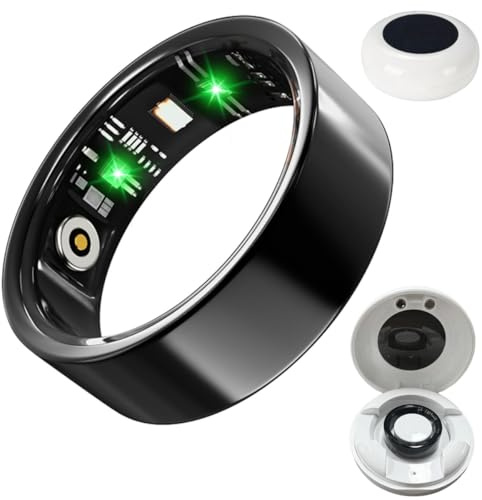 Smart ring, för blodtrycksövervakning, syre, sömn, hjärtfrekvens, med laddarfodral, vattentät, IP68, stegräknare, kaloriräknare, stegräknare, svart #8