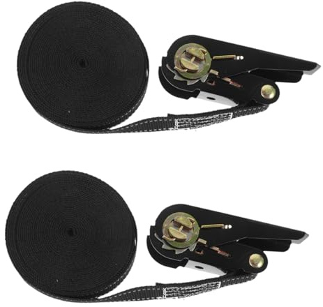 Sangle D'arrimage à Cliquet Polyester Lot de 2 pour Camion Noir | Bandes Réfléchissantes, Serrage Rapide et Fixation Sécurisée, Usage Polyvalent, Accessoires Camion