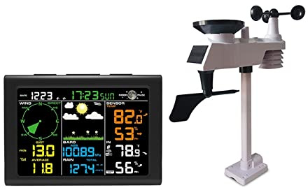 Weather Station, Weather Station wireless Internet Wireless with Outdoor Sensor Rain Gauge Weather Forecast Wind Gauge FT0835