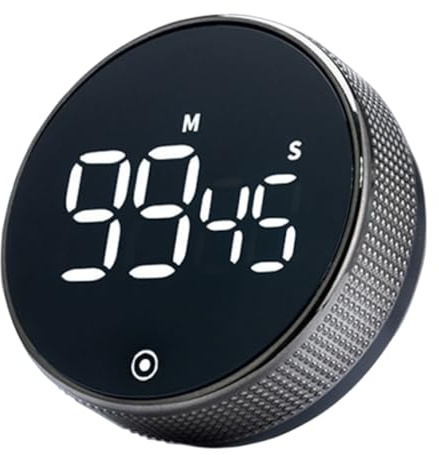Digital Kitchen Timer, Visual Timer with Large LED Display, Magnetic Timers for Cooking, Pomodoro Timer with 3 Presets for Office, Fitness & Classroom Use (Black, Battery Not Included)