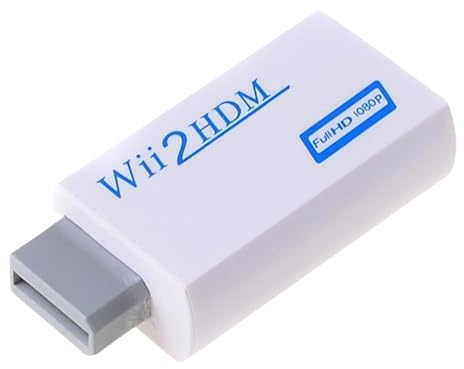 Vroxdrez® Adapter,Adapter, Wii auf HDMI Konverter mit 1080P/720P Eingang und Ausgang Video und Audio 3,5 mm für alle Anzeigemodi (Weiß) – für Nintendo Wii Konsole, einfache Installation
