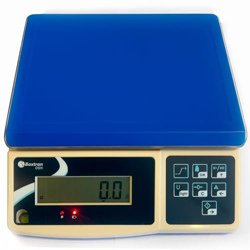 MBH - Bilancia Professionale con Batteria 15 kg per Ristorazione. Bilancia di Cucina Industriale per Bar, Ristorante, Macelleria e Salumeria. Display LCD 288x335x110 mm