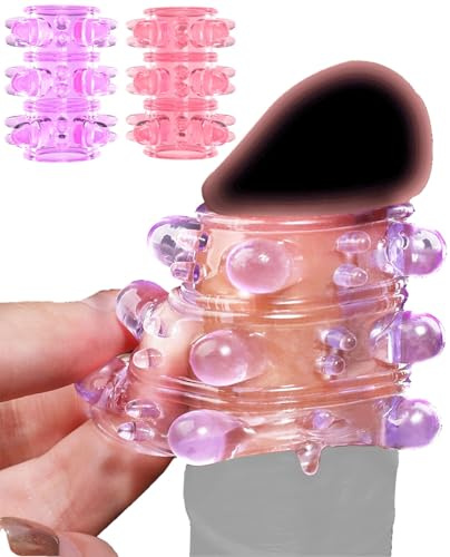 2 Funda para Pene con Grandes Protuberancias Elevadas, Retraso de Eyaculación, Juguetes Eróticos para Hombre Pareja Sex Toys Extensión de Pene Anillo Masculino Ereccion, Alargador de Pene