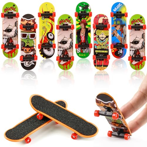 Morofme Fingerskateboard 8 Stück, Finger Skateboard Cartoon Motiven | Professionelles Fingerboard zum Sammeln, Mini Finger Skateboard für Fingerboard Park Dekoration, Geburtstag Geschenke