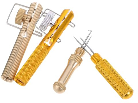 TOKIDNY Outil Manuel de Nouage pour Hameçons de Pêche en Aluminium et Cuivre Kit 2 Pièces Compact et Léger Accessoire de Pêche Pratique pour Voyages
