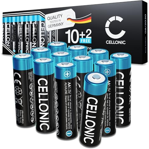 CELLONIC AA Alcaline Piles Batteries pour télécommandes, Jouets - 12x | Non rechargeable (2900mAh, 1.5V) pour électronique