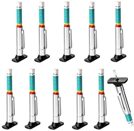 Tyre Tread Depth Gauge UK,Tyre Depth Gauge UK,Car Tire Depth Measurement Tool,10PCS with Color-Coded Design,Stainless Steel Probe and ABS Construction,Universal Fit for Vehicles and Fleet Maintenance