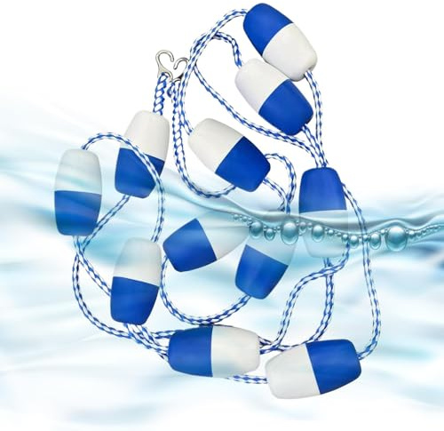 Divisori Per Corsie Piscina – Boe Galleggianti Bianche Blu, Di Sicurezza Da 7 Cm Di Diametro, Divisore In Corda | Attrezzatura Multiuso Per Piscina Per La Sicurezza Dei Bagnini