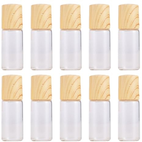 SEWOART Botellas Pequeñas de Vidrio Rodillo para Aceites Esenciales, 3 Ml, Juego de 10 Tapa de ABS y Bola de Acero, para Uso Diario y Cuidado Piel