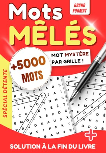Mots Mêlés avec Mot Mystère - +5000 Mots Cachés en Grandes Grilles - Livre de Jeux pour Adultes et Seniors: Grilles avec mot mystère et sa définition ... pour stimuler mémoire et concentration