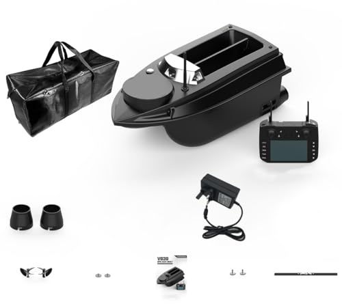 RC Bait Boat with GPS, 12V High-Speed Remote Control Fishing Boat, 800M Range, 180 GPS Waypoints, 3kg Load Capacity, Auto Return, LED Lights