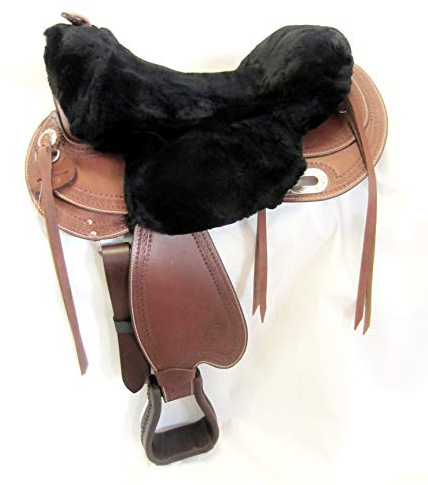 PS Pferdeartikel Westernsattel Sitzbezug aus Merino Lammfell - Farbe schwarz