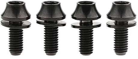 Yaruijia Titan-Schrauben mit Unterlegscheibe für Fahrrad-Wasserflaschen-Halter, M5 x 12mm, 4er Pack, Schwarz