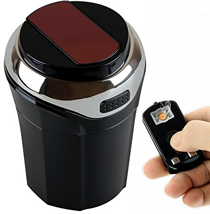 Cendrier de Cigarette de Voiture Détachable Allume-Cigare avec Bleu LED Porte-Gobelet sans Fumée Auto-extinction