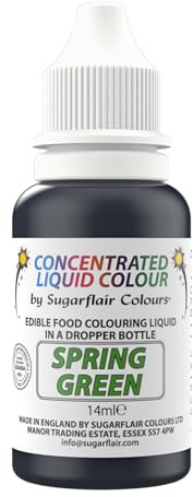 Sugarflair Edible Droplet Paint Lebensmittelfarbe Flüssig, Green, 14 ml | Lebensmittel Farbe für für Fondant, Marzipan, Gum Paste, Buttercreme, Teig und mehr, Kann mit Airbrush verwendet werden