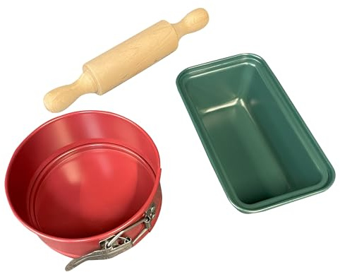 Zenker Set di 3 Pezzi con 2 stampi da Forno con Rivestimento Antiaderente e 1 mattarello. Tortiera 12 x 5 cm Mini Plumcake 16x9x4,6cm, Mattarello 21x3,5cm