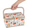 Sewing Box with Kit Accessories, Fabric Basket Craft Box Household Storage Organizer with Handle for Home Travel, 27.8 x 18 x 14.5cm