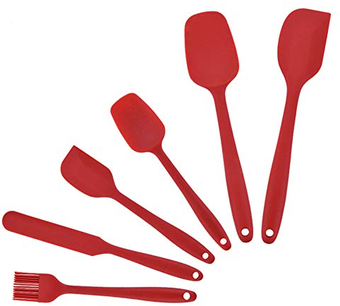 FUKTSYSM Silicone Spatula - New 6 Pcs Silicone Spatula 446°F Heat Resistant Seamless Rubber Spatulas with Stainless Steel Core Kitchen Utensils Non Stick for Cooking, Baking and Mixing