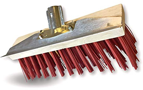 Kibros Balai cantonnier racloir métallique 32 cm PVC Rouge sans Manche | Garnissage PVC rouge, racloir métallique intégré, semelle bois, douille vissante, sans manche, piste extérieur.