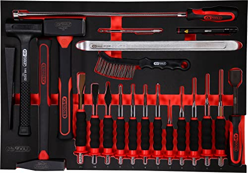 KS Tools 811.0022 Hammer- / und Meißel-Satz in Schaumstoffeinlage, 22-tlg