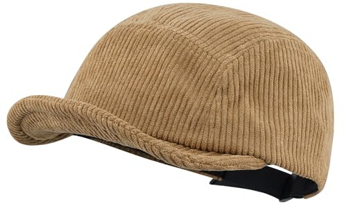 CLAPE Cord 5 Panel Cap Herren Damen Basecap mit kurzem Schirm Faltbar | Verstellbar Vintage Unisex Short Brim Baseball Cap für Casual,Freizeit,Urban Style,Hip Hop