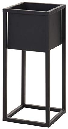 Spetebo Metall Blumentopfständer schwarz mit Topf, 50 cm, eckig