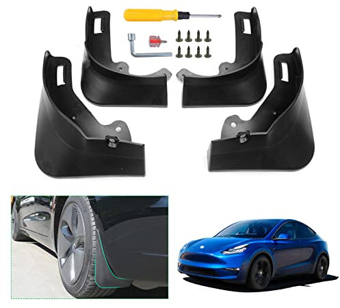 GAFAT Tesla Model Y 2021-2023 2024 Garde-Boue, Tesla y 2024 Protection Ailes en ABS Plastique, Pare-Boue Avant Arrière avec Vis, Accessoires Tesla Model Y 2024 (4 Pièces)