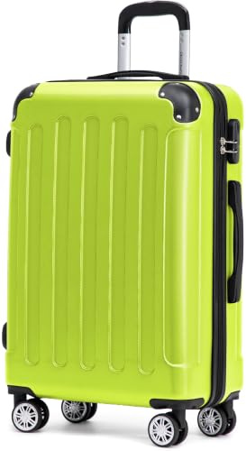 BEIBYE Reisekoffer L 66 cm – Hartschalenkoffer aus ABS mit Doppelrollen für Urlaubsreisen, Grün