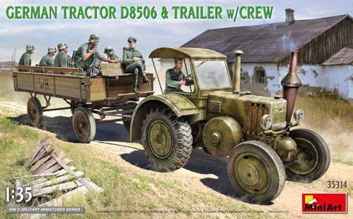 MiniArt 35314 1:35 Dt. Traktor D8506 m. Anhänger (11) - originalgetreue Nachbildung, Modellbau, Plastik Bausatz, Basteln, Hobby, Kleben, Modellbausatz, Zusammenbauen, unlackiert