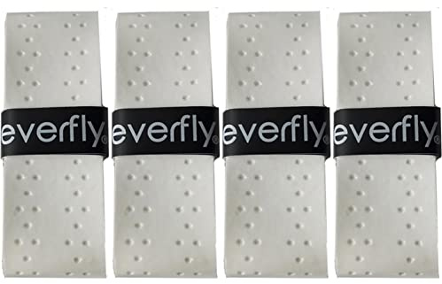 Everfly Griffband Tennisschläger - Overgrips Padelschläger - Glatt/Perforiert - 4 Stück Weiß - Band Badmintonschläger Squash Racketball - Griffbänder für Schläger Schlägergriffe
