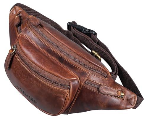 STILORD Eliah Vintage Gürteltasche aus Leder - Perfekt für Reisen, Festivals und Outdoor - Unisex Bauchtasche für Handy und Kamera Farbe:Cognac - Hellbraun