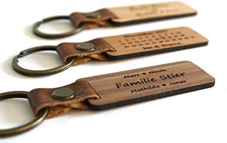 Personalisierter Schlüsselanhänger, Anhänger mit Schlüsselring, aus Holz mit individueller Gravur, Geschenk für Weihnachten, zum Geburtstag, Valentinstag uvm.