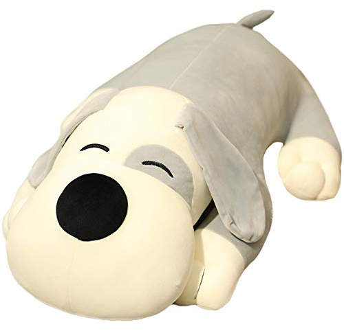 ELAINREN Ultra-Soft Gray Dog Plush Pillow Fluffy Puppy Stuffed Animals Toy Cuddle Long Ear Dog Plushie Cushion/29.5''