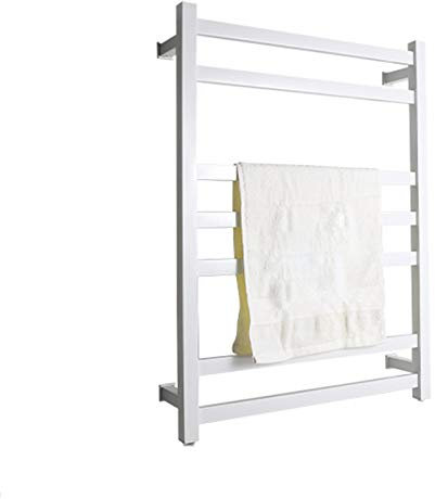 Scaldasalviette elettrico radiatore scaldasalviette, portasciugamani riscaldato a parete, basso consumo energetico 80 W, scaldasalviette elettrico in acciaio inox 304 per bagno di casa (bianco plug-in