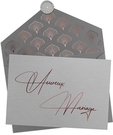 Joli Coon - Tarjeta de boda - Feliz Matrimonio Original - Tarjeta de felicitación de matrimonio con sobre y sello de cera