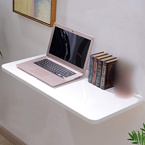 Schwebender Wandtisch aus massivem Holz, herunterklappbarer Küchen-Esstisch, multifunktionaler Computertisch, Laptop, Wäsche-Werkbank, mit komplettem Zubehör, 18 Größen, Weiß (100 x 30 cm/39 x 12