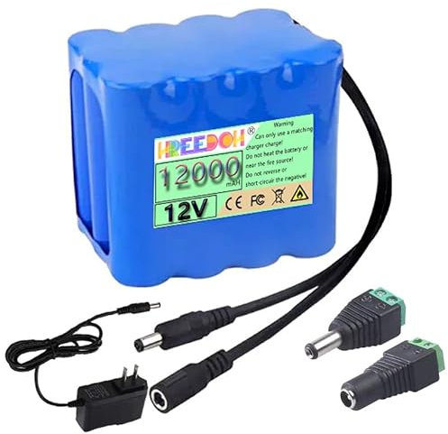 FREEDOH Paquete Batería Litio de 12V CC 10AH 15AH 20AH 30AH Paquete Batería Iones Litio Recargable Batería Polímero Litio Portátil Potente Adecuada para Equipos de Suministro Energía 12 V,12v 12ah