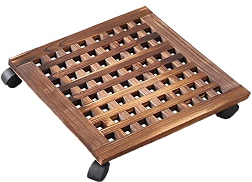 Quadratischer Pflanzenkorb 30 cm x 40 cm, Holz-Pflanzenwagen, rollender Pflanzenständer, fahrbare Pflanzschalen, strapazierfähiger Pflanzenuntersetzer zum Bewegen von Topfpflanzen, Deckblumenpflanze