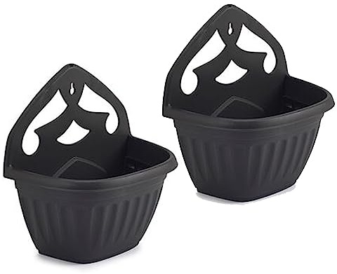 ZARVICZONIA Planters Pots - Wall Mounted for Plants and Flowers (Pack of 1, 2, 3, 4, 5) (Black (Pack of 2))