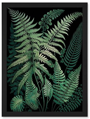 Artery8 Ernst Haeckel Style Fern Fronds Botanical Detailed Artwork Framed A3 Wall Art Print