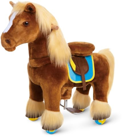 PonyCycle Lujoso Modelo X Caballo para Montar con Ruedas Caballito Balancin Niños (con Freno/Talla 3 para 3-4 años) Animales con Ruedas Juguete Caballo Chocolate X36