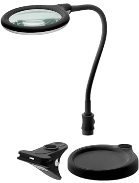 goobay 64990 LED Lupenleuchte - Lupenlampe mit Standfuß - Standlupe Licht - 6 W Leistungsaufnahme - Farbtemperatur 6200 K – Lichtstrom 480 lm, Schwarz