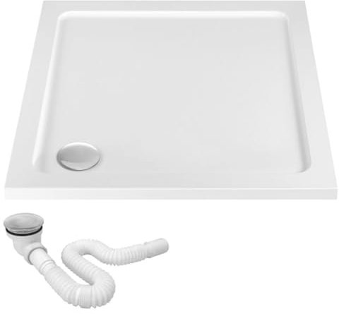 Rea Plato de ducha acrílico Savoy Blanco 80 x 80 cm Plato de ducha antideslizante para Baño (blanco)
