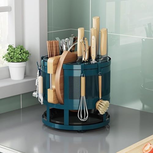 VIDECOR Portacoltelli, Ceppo Portacoltelli Universale Senza Coltelli, Design Unico Ondulato a Doppio Strato, Portacoltelli Rotondo per Cucina, Portacoltelli Salvaspazio,A
