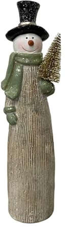 Trend Line Dekofigur Keramik Schneemann 35 x 8 cm grün-weiß Figur