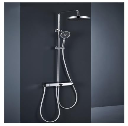 Billg Duschsystem mit Thermostat Armatur, 4 Funktions Duschset Chrom Duschamaturenset Dusche Regendusche Set Duschgarnitur mit Regendusche, 3 Modus Duschkopf, Bidet Handbrause,