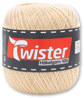 Frida's Wollhaus Twister 100 g Häkelgarn 100 Baumwolle mercerisiert gekämmt gasiert 18 Farben (20 | Natur)